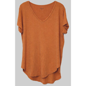 Torrid Orange Cotton V Neck Tee Sz 2 (2X) Short Sleeve High-Low Hem Women's Plus